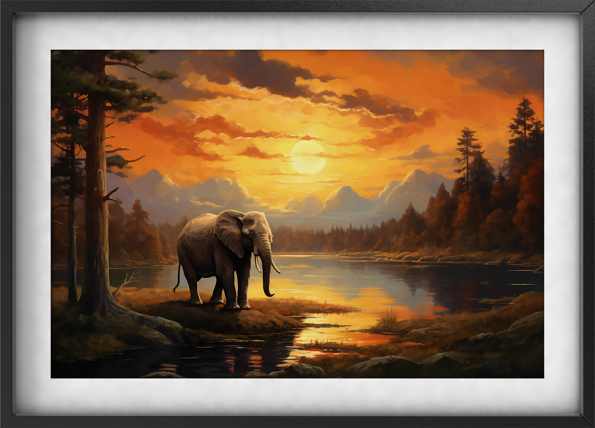 Elefant i Solnedgang