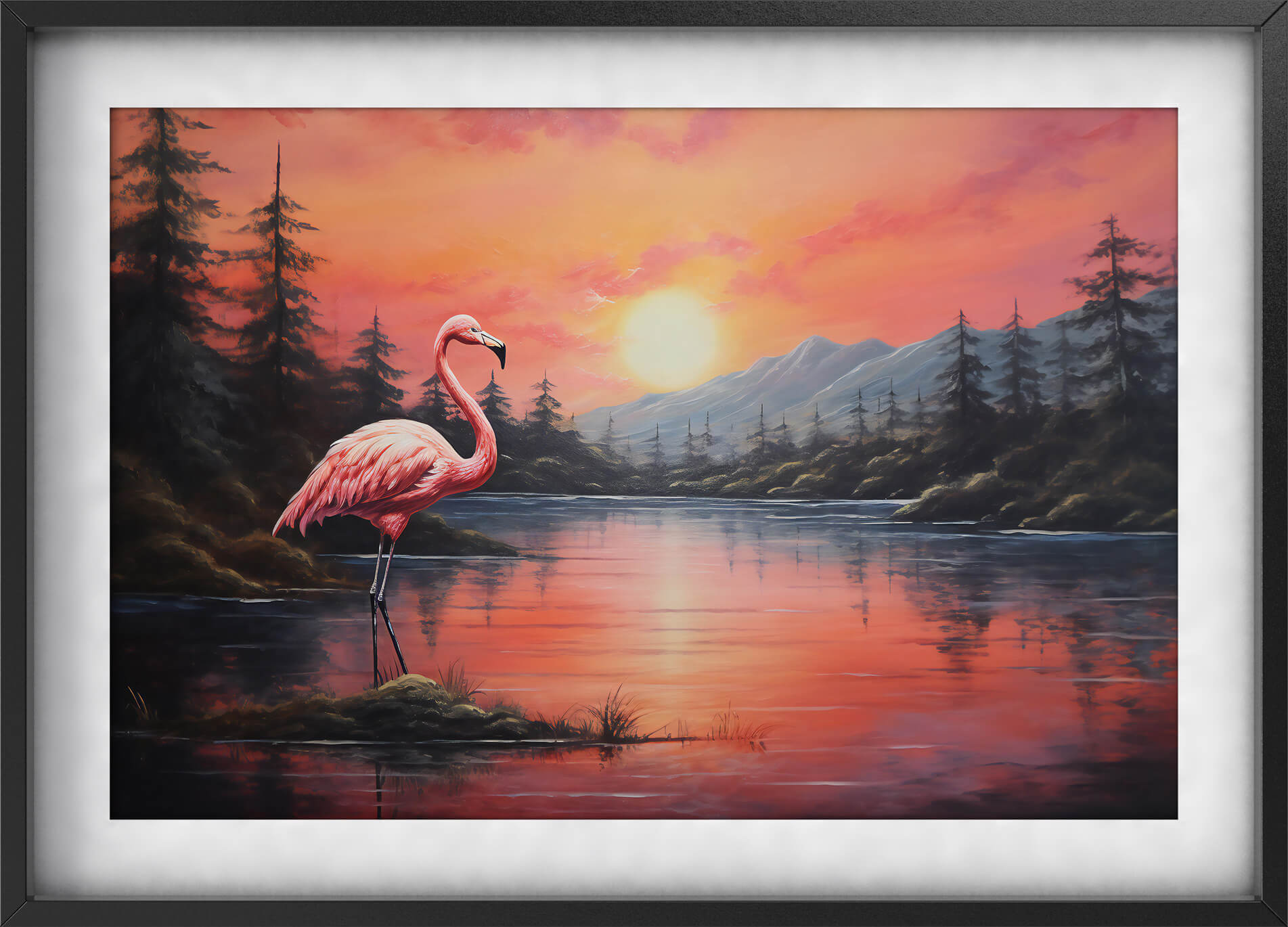 Flamingo i Solnedgang